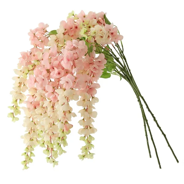 Dailisen 3 Strands 40” Silk Blush Wisteria Artificial Flowers, Fake Wisteria