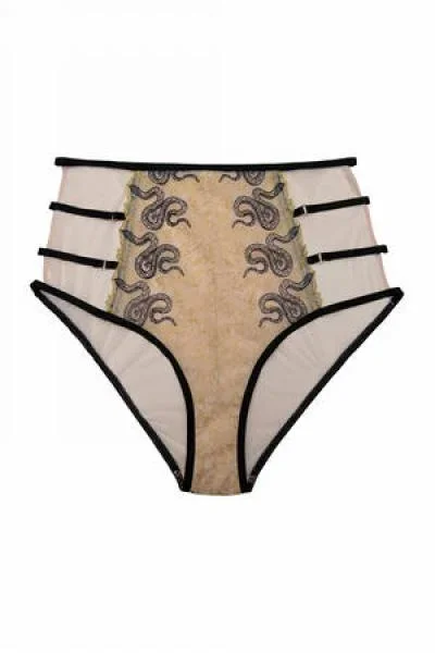 Dakota Snake High-Waist Brief with Ring Details and Straps –