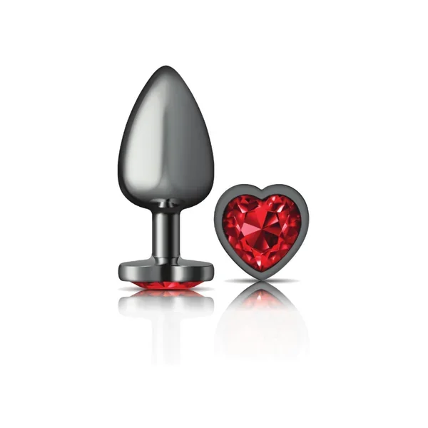 Deep Red Heart Gem Gunmetal Metal Plug – Lg
