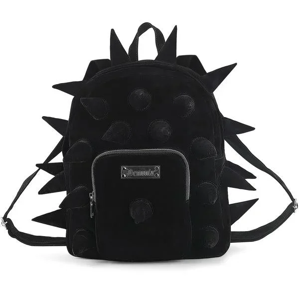 Demonia Velvet Soft Cone Spiked Mini Backpack – Black