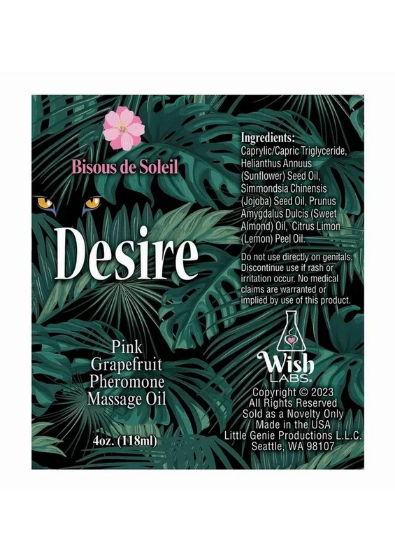 Desire Pheromone Massage Oil 4oz – Pink Grapefruit