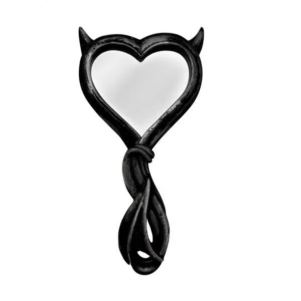 Devil’s Heart Hand Mirror – Black