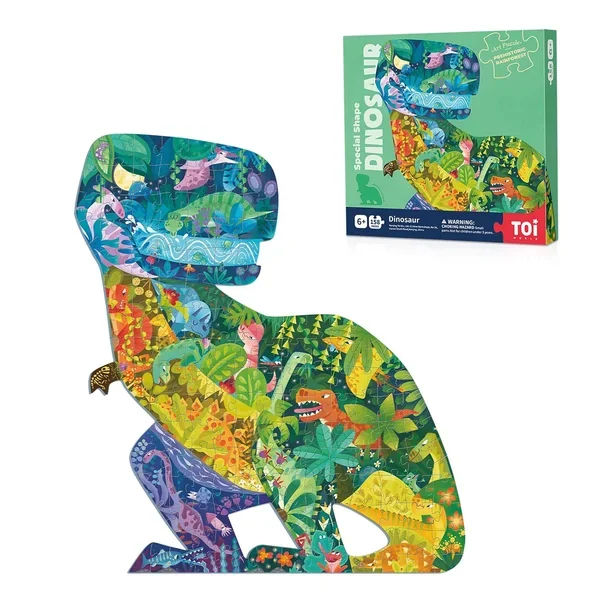 Dinosaur Floor Puzzles For Kids Aged 6 8, 158 Pieces Animal Shaped Jigsaw P