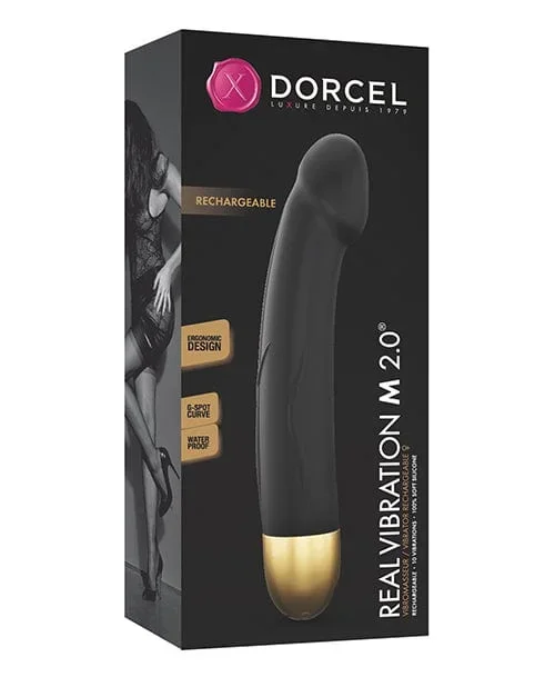 Dorcel Real Vibration M 8.6″ Rechargeable Vibrator 2.0 – Black-Gold