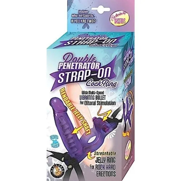 Double Penetrator Strap-on Cock Ring – Purple