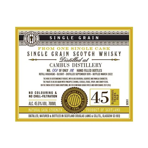 Douglas Laing Single Grain Cambus 45-Year-Old Scotch Whisky