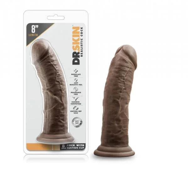 Dr Skin 8″ Cock With Suction Cup Base Chocolate Brown