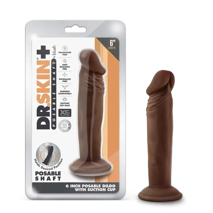 Dr. Skin Plus – 6 Inch Posable Dildo – Chocolate