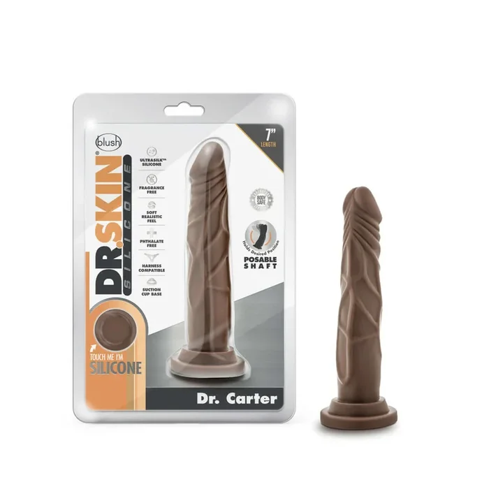 Dr. Skin Silicone Dr. Carter 7 inches Dong with Suction Cup – Chocolate