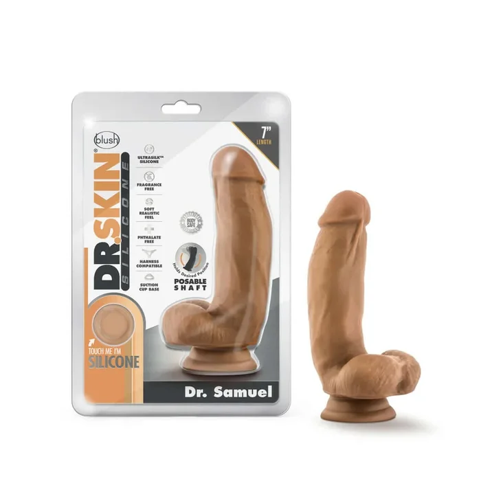 Dr. Skin Silicone Dr. Samuel 7 inches Dildo with Suction Cup Mocha