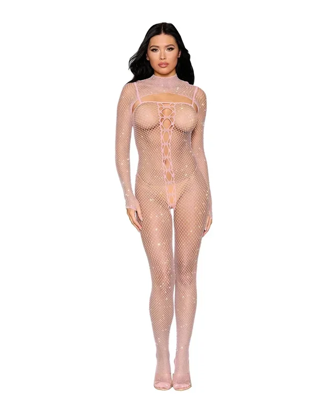 Dreamgirl Bodystocking and Shrug – One Size – Pink
