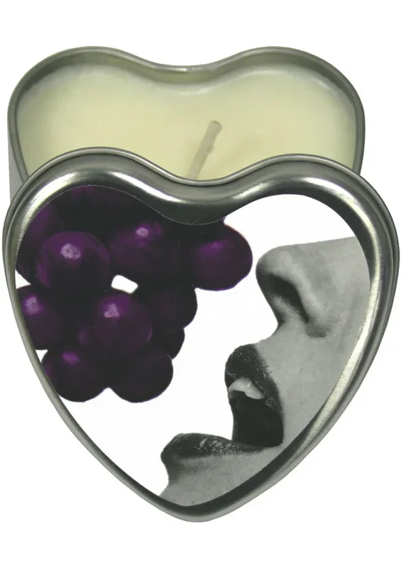 Earthly Body Hemp Seed Heart-Shaped Edible Massage Candle Grape