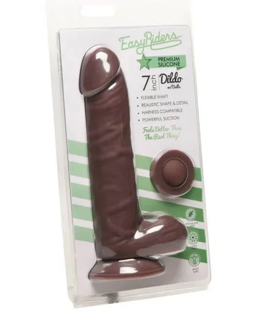 Easy Riders 7 inches Silicone Dildo with Balls Dark
