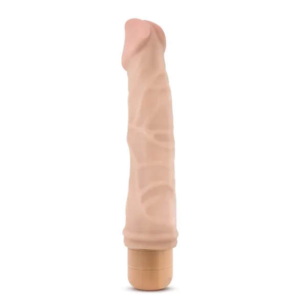 Eden 8.5″ Long Beige Ridged Realistic 1 Mode Vibrating Dildo