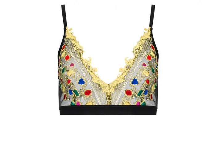 Embroidery Tall Triangle Bralette – Mesh Jewel/Velvet –