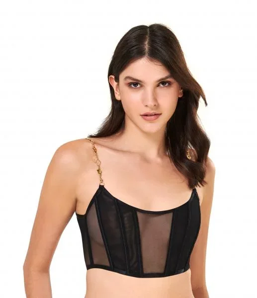 Emery Soft Bustier – Black/Gold –