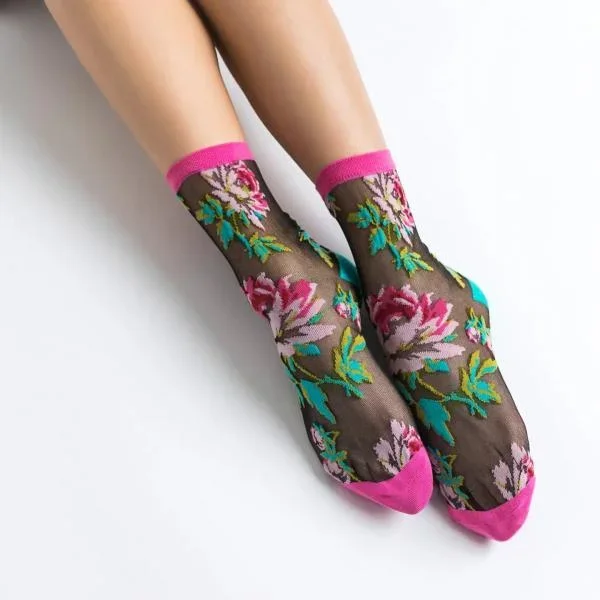 English Rose Black Sheer Ankle Sock – US W5.5-10