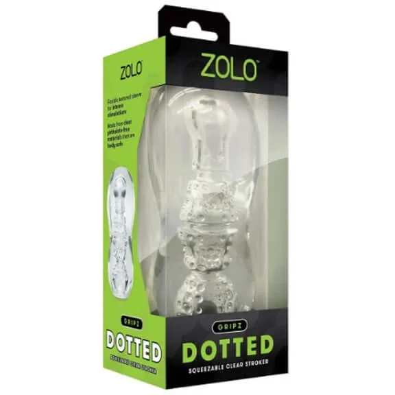 Enhance Your Solo Pleasure with Zolo Gripz Dotted Stroker: A Clear, Squeezable Sensation