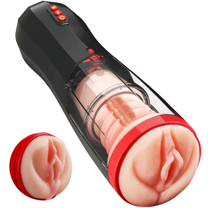 【Everted Fleshy Labia】ROKA – 5-in-1 Multifunctional Masturbator with 5 Thrusting and Suction, 10 Vibration, and Transparent Removable Cover