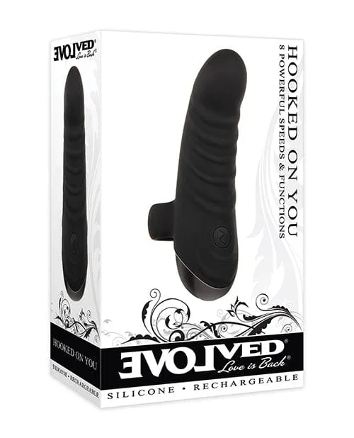 Evolved Hooked On You Curved Finger Vibrator – Black