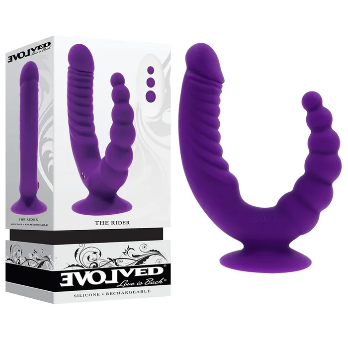 Evolved THE RIDER – Purple USB Rechargeable Double Ended Vibrator with Wireless Remote