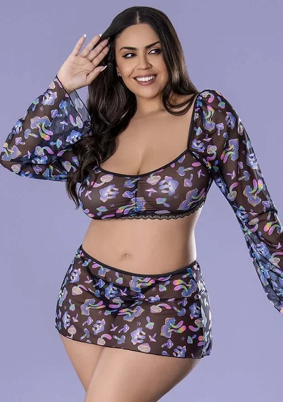 Exposed by Magic Silk Hazy Dayz Crop Top, Skirt & G-String Set 2XL