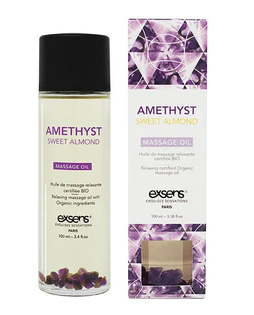 EXSENS of Paris Organic Massage Oil w/Stones – Amethyst Sweet Almond