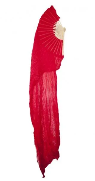Fan Style Silk Veil – 1 Pair Set – Red
