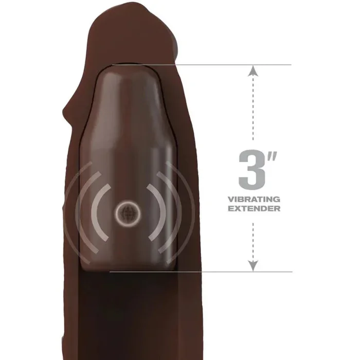 Fantasy X-Tensions Elite 9 Inch Sleeve Vibrating 3 Inch Plug With Remote – Brown