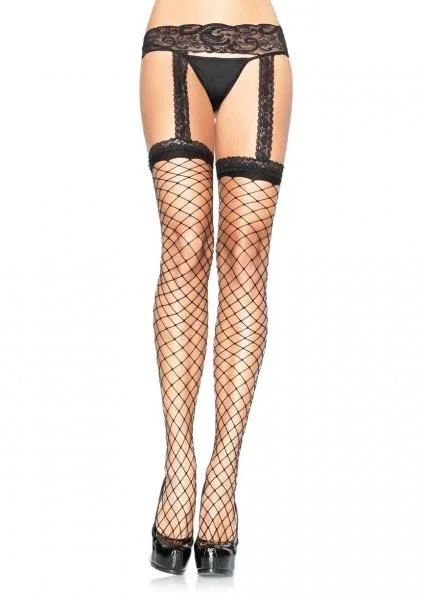 Fence Net Garterbelt Stocking – Black – One Size