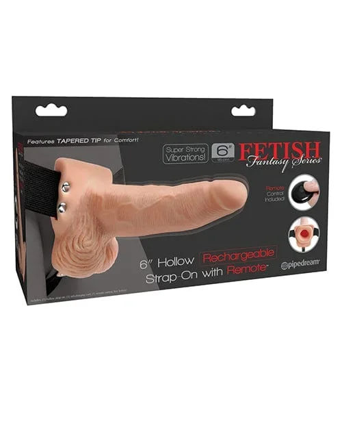 Fetish Fantasy Series 6″ Hollow Rechargeable Strap On with Remote – Flesh