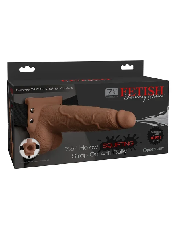 Fetish Fantasy Series 7.5 Inch Hollow Squirting Strap-on With Balls –