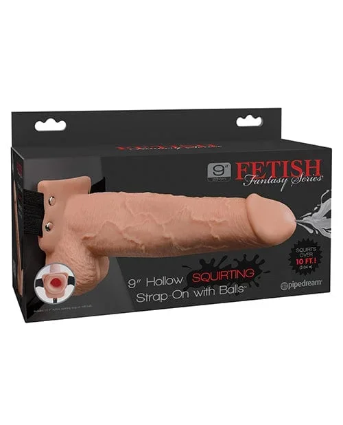 Fetish Fantasy Series 9″ Hollow Squirting Strap On with Balls