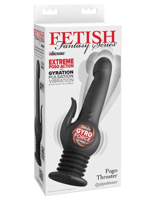 Fetish Fantasy Series Pogo Thruster Rechargeable Silicone Rabbit Vibrator – Black