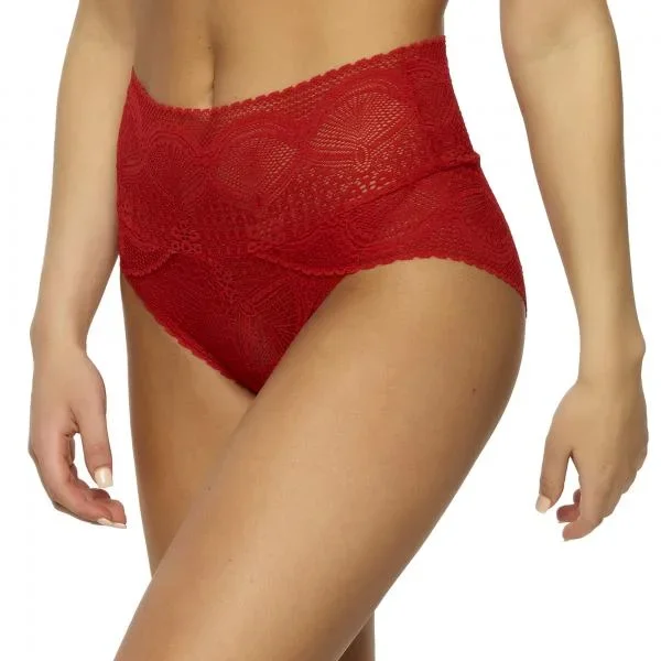 Finesse Stretchy Mock-Wrap Brief – Tango Red –