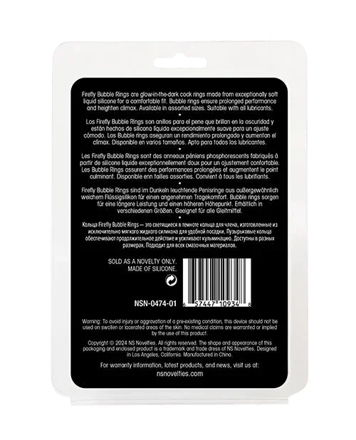 Firefly Glow in the Dark Bubble Cock Rings – White, Pack of 3