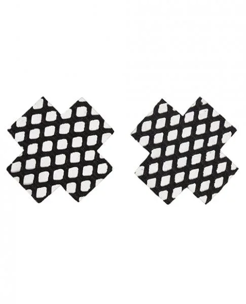 Fishnet Cross Pasties – Black – One Size