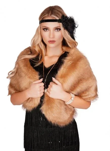 Flapper Faux Fur Cape – Brown