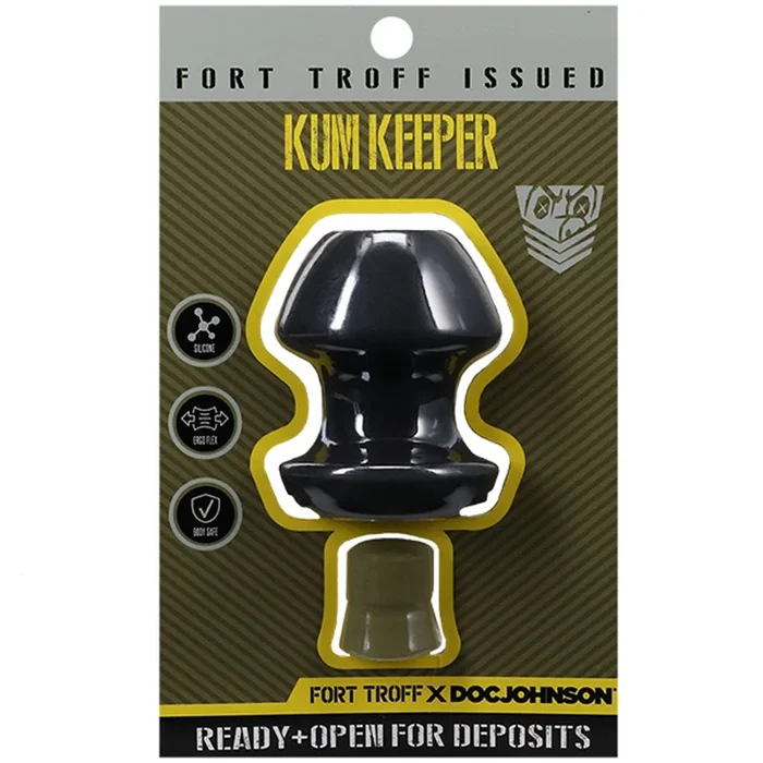Fort Troff – Kum Keeper – Medium – Black Medium Hollow Butt Plug with Removeable Stopper