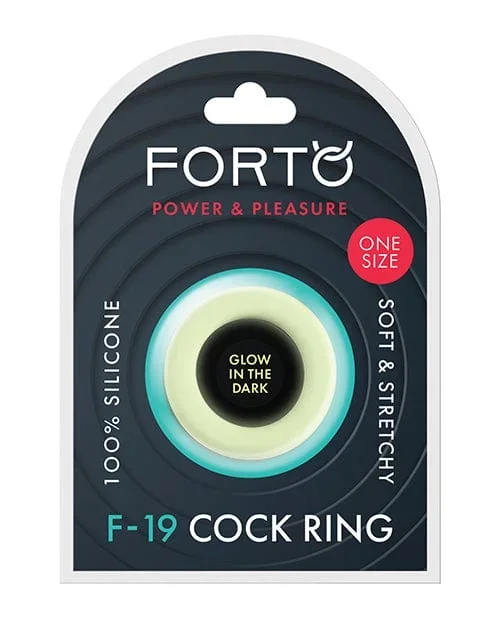 Forto F-19 Two Tone Liquid Silicone Cock Ring – Black-Glow In The Dark
