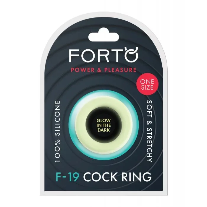 Forto F-19 Two Tone Liquid Silicone Cock Ring – Black/Glow in the Dark