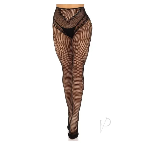 French Crotch Fishnet Tight Heart Os Blk