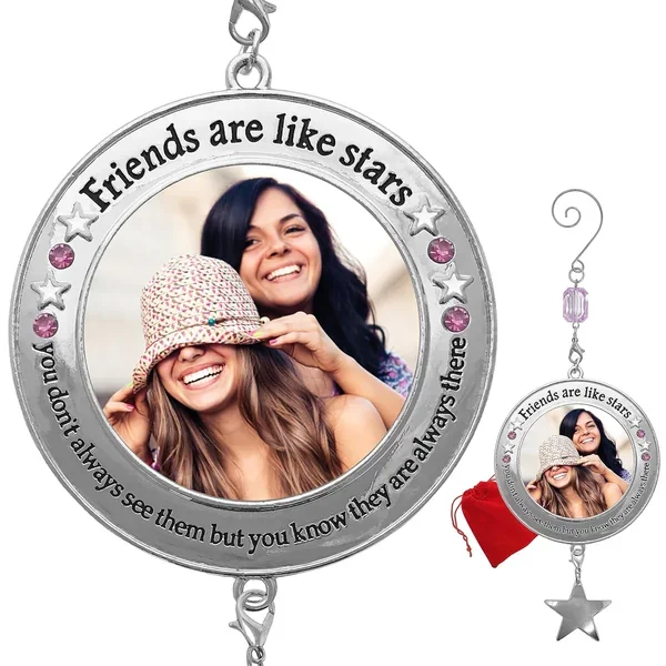 Friends Are Like Stars Photo Ornament – Christmas Picture Holder Ornament For