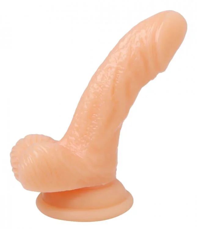 Frisky Silicone Curvy 4-Inch Suction Cup Dildo – Compact Pleasure in Flesh Beige