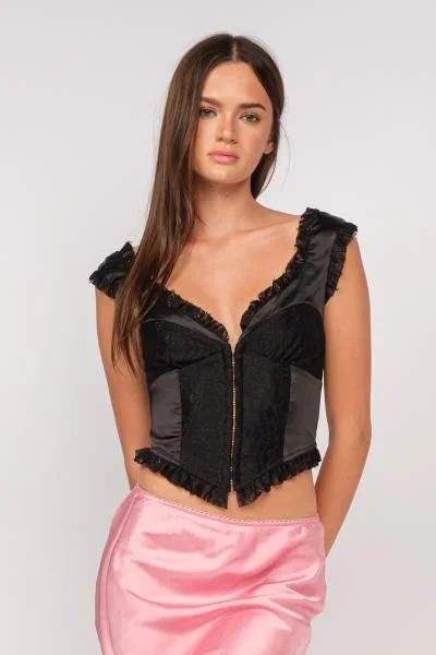 Front Fastening Sexy Top – Black –