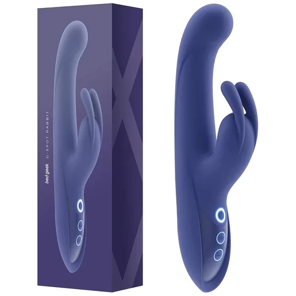 G Spot Rabbit Vibrator With Vibrating Ears – Skin-Friendly Blue Silicone – Quiet Sensory Stimulator – 10 Intensity Levels & Patterns – Cordless Rechargeable And Waterproof