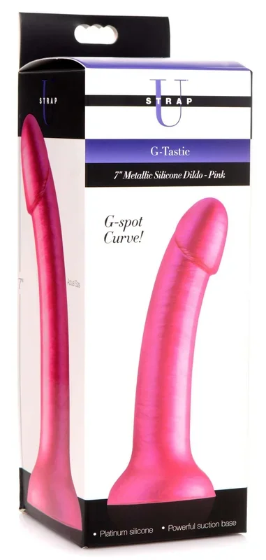 G-Tastic 7 Inch Metallic Silicone Dildo – Pink