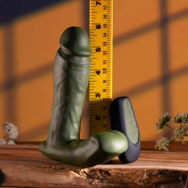 Gender X The Hunk Vibrating Dildo with Remote Control – Green