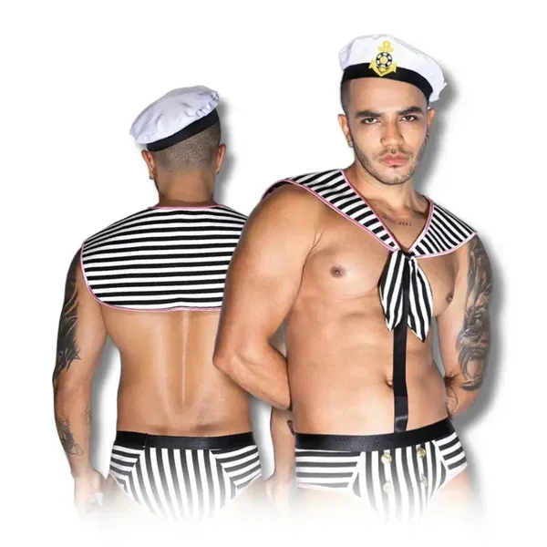 Gentsuit – 2 Pcs Seaman Stripped Sexy Costume with Hat
