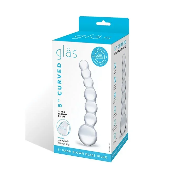 Glas 5″ Curved Glass Beaded Dildo